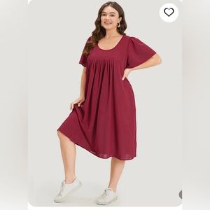 NWT BloomChic Plicated Red Midi Dress with Pockets, Size 14-16